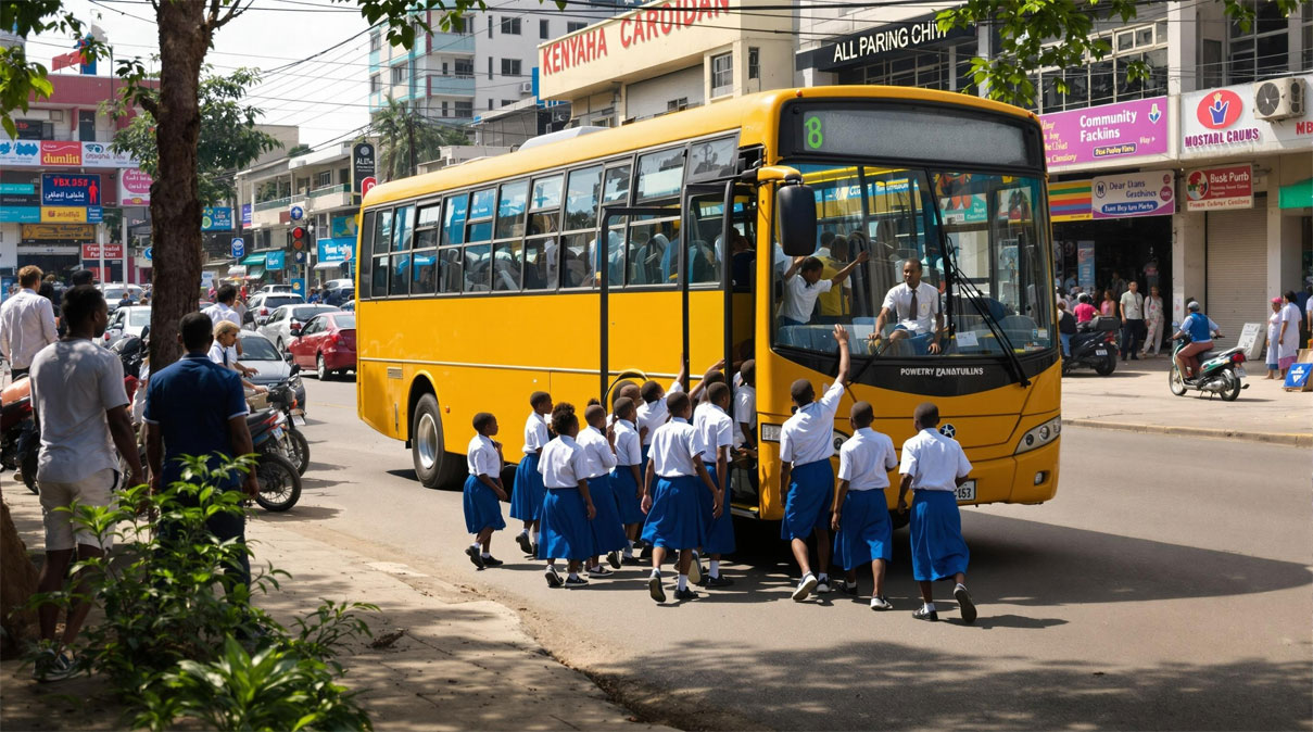 School transport management system - Children boarding school bus